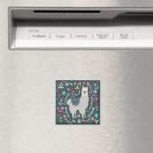 Cute Llama Floral Design Magneet (Insitu (Vaatwasser))