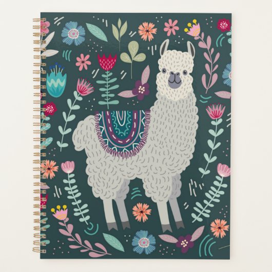 Cute Llama Floral Design Planner (Voorkant)