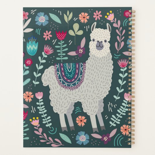Cute Llama Floral Design Planner (Achterkant)