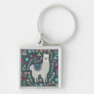 Cute Llama Floral Design Sleutelhanger