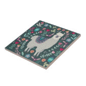 Cute Llama Floral Design Tegeltje (Zijkant)