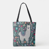 Cute Llama Floral Design Tote Bag (Achterkant)