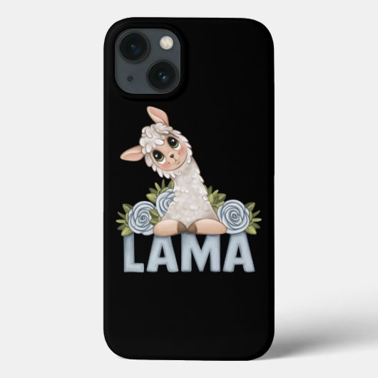 CUTE LLAMA FLORAL Hoesje-Mate iPhone case (Achterkant)