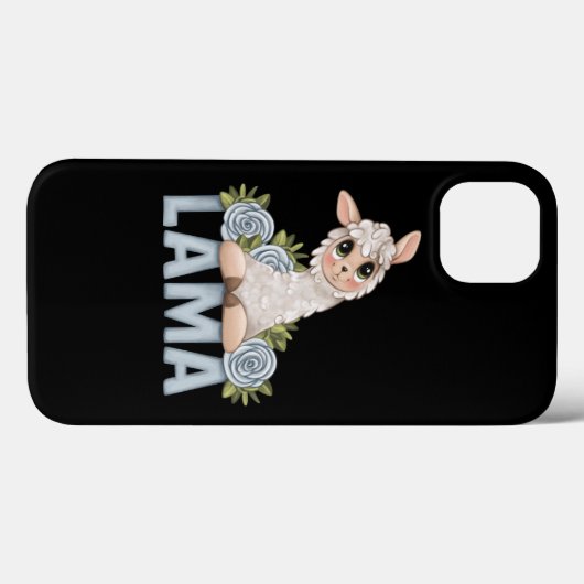CUTE LLAMA FLORAL Hoesje-Mate iPhone case (Achterkant (horizontaal))