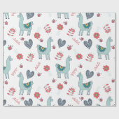 Cute Llama Floral Pattern Print Cadeaupapier (Vlak)