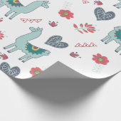 Cute Llama Floral Pattern Print Cadeaupapier (Hoek)