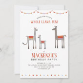 Cute Llama Fun Birthday Invitation Kaart (Voorkant)