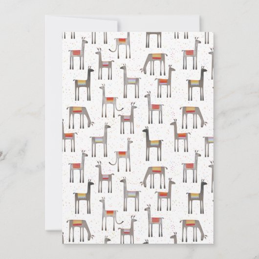 Cute Llama Fun Birthday Invitation Kaart (Achterkant)