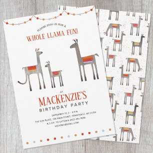 Cute Llama Fun Birthday Invitation Kaart