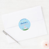 Cute Llama Fun Blue Birthday Party Ronde Sticker (Envelop)