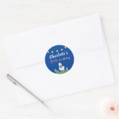 Cute Llama Fun Dark Blue Birthday Party Ronde Sticker (Envelop)