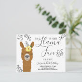 Cute Llama Fun Girls Birthday Party Invitation Uitnodiging Briefkaart (Staand voorkant)