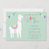Cute Llama Fun Kind Birthday Fiesta Banner Kaart (Voorkant)