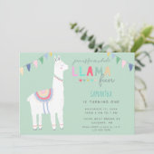 Cute Llama Fun Kind Birthday Fiesta Banner Kaart (Staand voorkant)