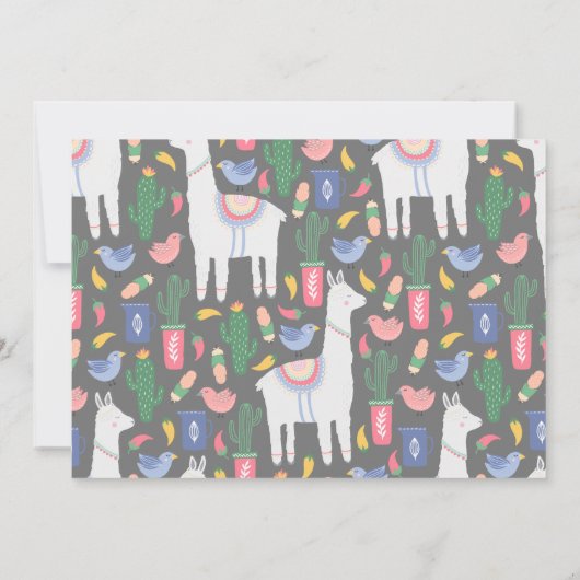 Cute Llama Fun Kind Birthday Fiesta Banner Kaart (Achterkant)