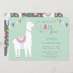 Cute Llama Fun Kind Birthday Fiesta Banner Kaart