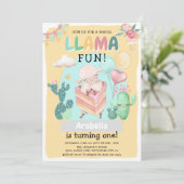 Cute Llama Fun! Meisjes 1e verjaardag Kaart (Staand voorkant)