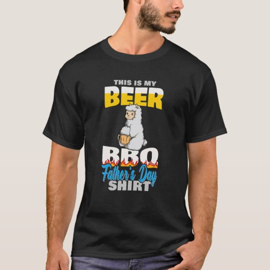Cute Llama Funny Bbq Grilling Beer Lover Vader T-shirt (Voorkant)