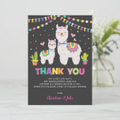 Cute Llama Girl Baby shower Fiesta Hartelijk dank Bedankkaart (Staand voorkant)