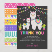 Cute Llama Girl Baby shower Fiesta Hartelijk dank Bedankkaart (Voorkant / Achterkant)