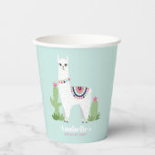 Cute Llama Girl's Birthday Party Papieren Bekers (Voorkant)