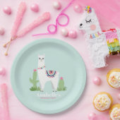 Cute Llama Girl's Birthday Party Papieren Bordje (Feest)