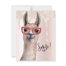 Cute Llama Girly Pink Glitter Denking You