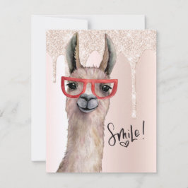 Cute Llama Girly Pink Glitter Denking You