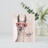Cute Llama Girly Pink Glitter Denking You (Staand voorkant)
