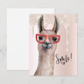 Cute Llama Girly Pink Glitter Denking You (Voorkant / Achterkant)