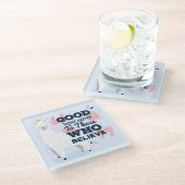 Cute Llama Glazen Onderzetter (Schuin)