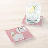 Cute Llama Glazen Onderzetter (Schuin)