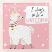 Cute Llama Glazen Onderzetter (Voorkant)