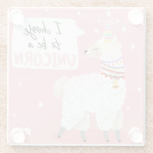 Cute Llama Glazen Onderzetter (Achterkant)