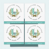 Cute Llama Greenery Daycare Childcare Babysitter Vierkante Visitekaartje