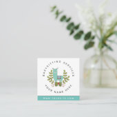 Cute Llama Greenery Daycare Childcare Babysitter Vierkante Visitekaartje (Staand voorkant)