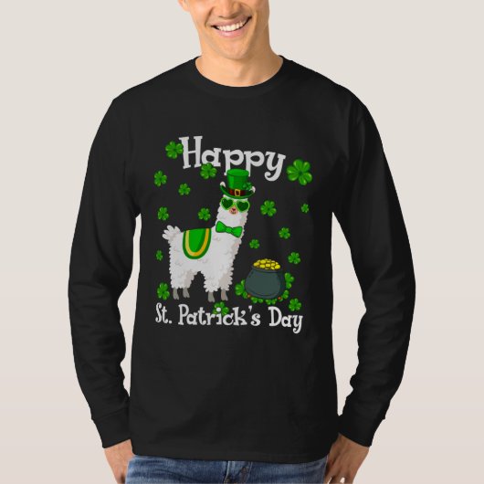Cute Llama  Happy St Patrick s Day Shamrock Irish T-shirt (Voorkant)