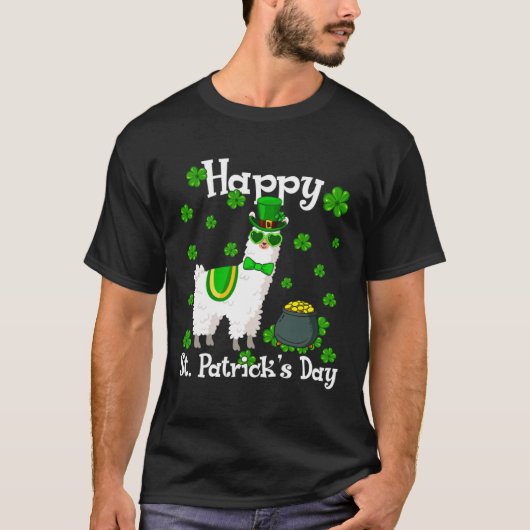 Cute Llama  Happy St Patrick s Day Shamrock Irish T-shirt (Voorkant)