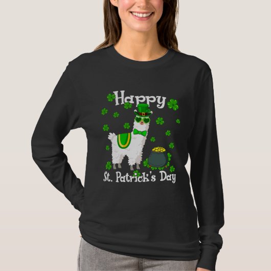 Cute Llama  Happy St Patrick s Day Shamrock Irish T-shirt (Voorkant)