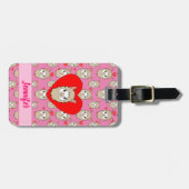 Cute Llama Head en Red Hearts Pink Background Bagagelabel (Voorkant horizontaal)