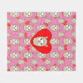 Cute Llama Head en Red Hearts Pink Background Fleece Deken (Voorkant (Horizontaal))