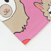 Cute Llama Head en Red Hearts Pink Background Fleece Deken (Hoek)