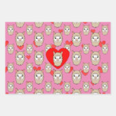 Cute Llama Head en Red Hearts Pink Background Inpakpapier Vel (Voorkant 3)