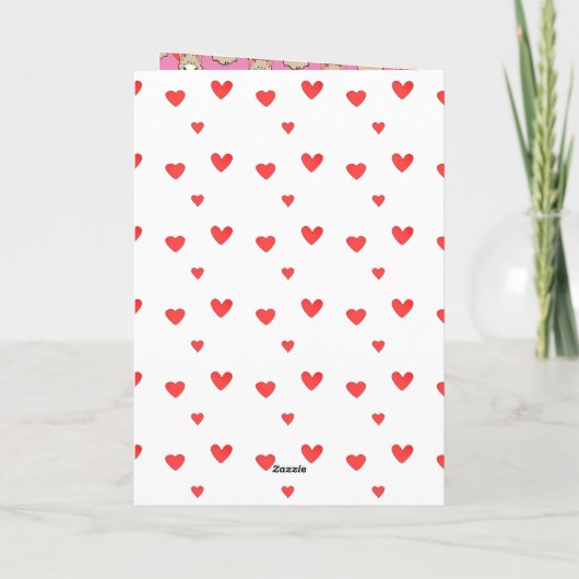 Cute Llama Head en Red Hearts Pink Background Kaart (Achterkant)