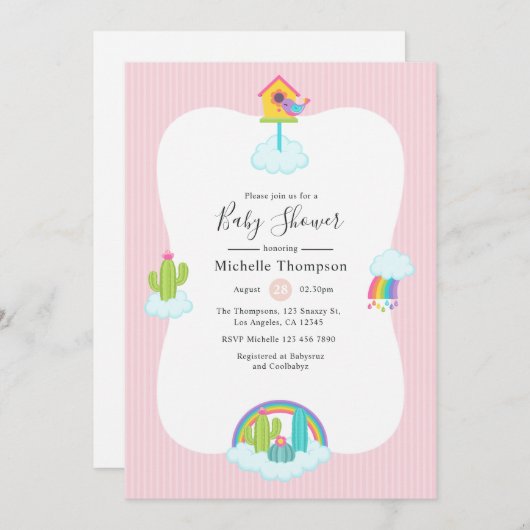 Cute Llama Heaven Baby shower Kaart (Voorkant / Achterkant)