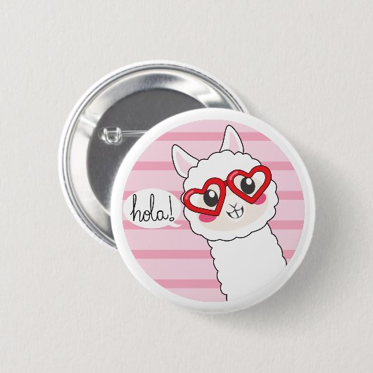 Cute Llama Hola Ronde Button 5,7 Cm (Voorkant /achterkant)