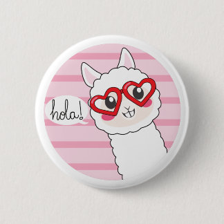 Cute Llama Hola Ronde Button 5,7 Cm