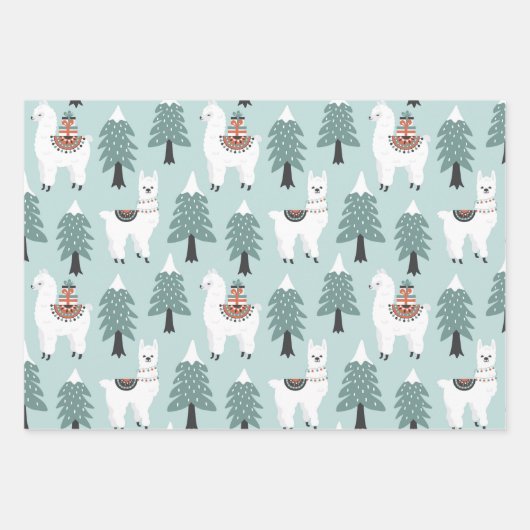 Cute Llama Holiday Kerstmis Inpakpapier Vel (Voorkant)
