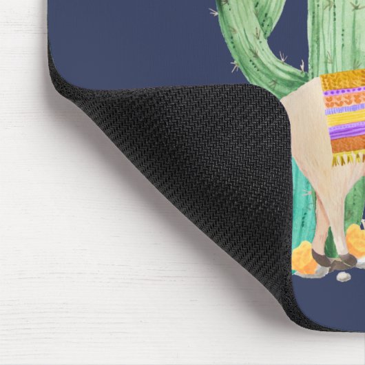 Cute Llama in Cactus Garden - Persoonlijk blauw Muismat (Hoek)