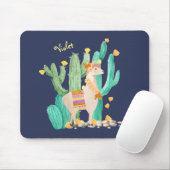 Cute Llama in Cactus Garden - Persoonlijk blauw Muismat (Met muis)
